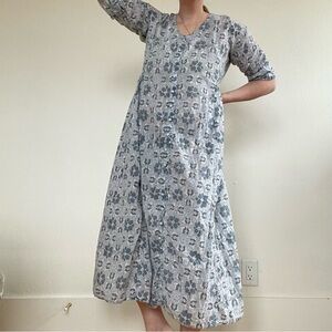 Light Blue Floral Midi Dress - Women